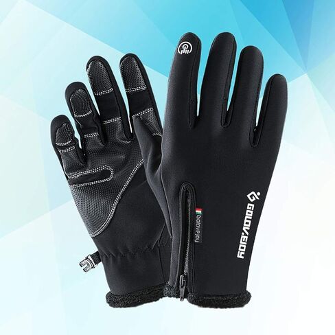 Cycling Gloves Touching Screen Gloves Waterproof Warm Gloves Cycling Running Climbing Winter Outdoor Sports Men and Women Size XXL (Black) in Saudi Arabia