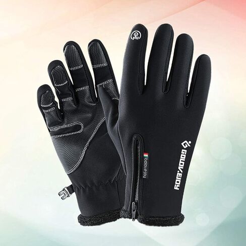 Cycling Gloves Touching Screen Gloves Waterproof Warm Gloves Cycling Running Climbing Winter Outdoor Sports Men and Women Size XXL (Black) in Saudi Arabia