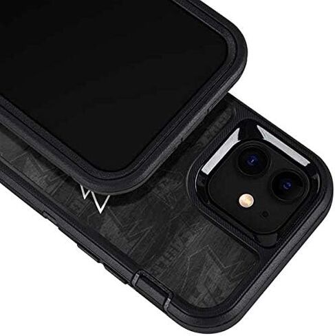 غلاف هاتف من Skinit متوافق مع حافظة OtterBox Defender Pro لهاتف iPhone 12 - تصميم مرخص رسميًا من NFL Philadelphia Eagles باللونين الأبيض والأسود in Saudi Arabia