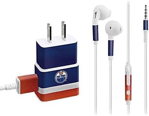 Skinit Decal Other Skin Compatible with Samsung Phone Charger - Officially Licensed NHL Edmonton Oilers Jersey Design in Saudi Arabia