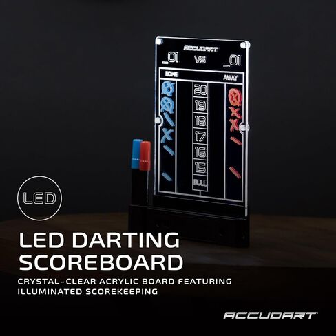 لوحة تسجيل سهام LED من Accudart - شاشة عرض عالية الوضوح - تصميم بدون فوضى - تتضمن 1 منديل و2 من علامات المسح الجاف in Saudi Arabia