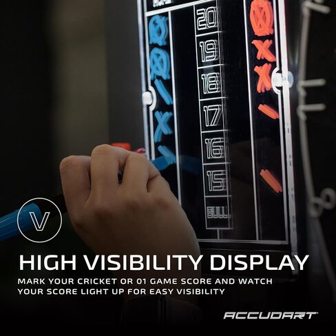 لوحة تسجيل سهام LED من Accudart - شاشة عرض عالية الوضوح - تصميم بدون فوضى - تتضمن 1 منديل و2 من علامات المسح الجاف in Saudi Arabia