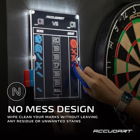 لوحة تسجيل سهام LED من Accudart - شاشة عرض عالية الوضوح - تصميم بدون فوضى - تتضمن 1 منديل و2 من علامات المسح الجاف in Saudi Arabia