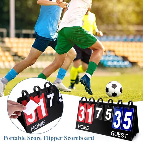 Portable Flip Scoreboard 6 Digits Tabletop Score Flipper Waterproof Flip Score Keeper Multi-Sport Scoreboard Flipper PVC Manual Scorekeeper for Indoor Outdoor Basketball Tennis Volleyball Soccer in Saudi Arabia