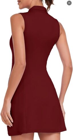 Women's Sleeveless Golf and Tennis Dress with Zipper Neckline and Pockets for Sports and Casual Wear in Saudi Arabia