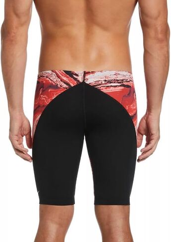 Nike Men's Hydrastrong Crystal Wave Print Jammer Swimsuit-University Red (Size 28) in Saudi Arabia