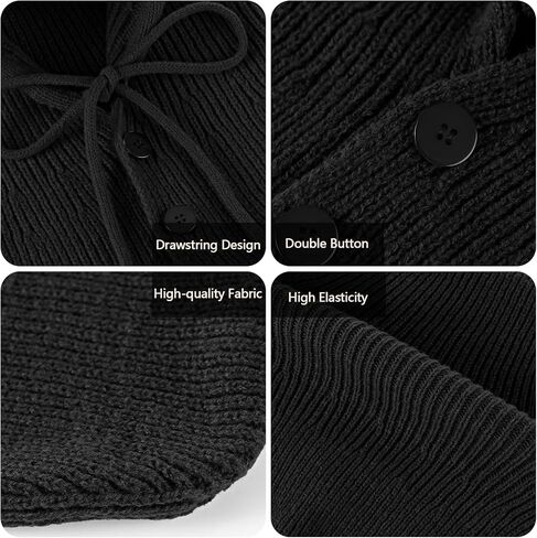 Balaclava Hat for Women, Warm Ear Neck Hooded Scarf Hat with Drawstring, Fashionable Knit Skull Cap Cold Weather in Kuwait