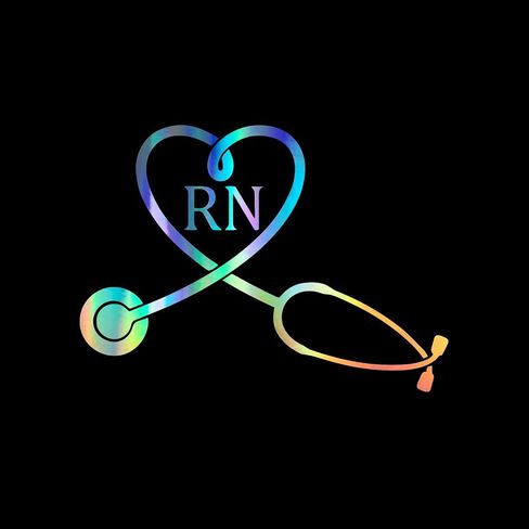 RN Nurse Heart Stethoscope Decal Vinyl Sticker Auto Car Truck Wall Laptop | Holographic | 7" x 5" in Saudi Arabia