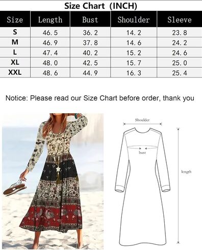 Fall Dresses for Women Crew Neck Long Sleeve Retro Print A Line Maxi Dress Vacation Outfit in Saudi Arabia