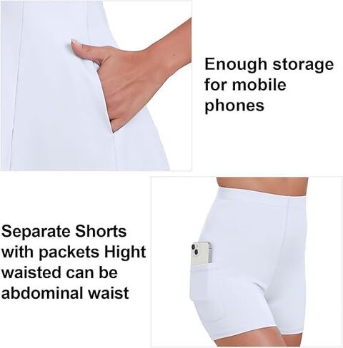 Tennis Dress for Women, Tennis Golf Dresses with Built in Shorts and Pockets for Sleeveless Workout Athletic Dresses in Saudi Arabia