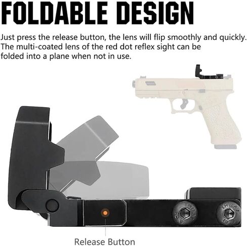 RMT S2 5 MOA Foldable Red Dot Reflex Sight Set for 20mm Picatinny Rail/Glock Mount Base, Power Saving Function Included, Included Exercise Calling Function in Saudi Arabia