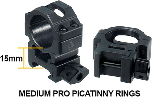 UTG 1"/2PCs Med Pro Max Strength Picatinny Rings, 22mm Wide , Black in Saudi Arabia