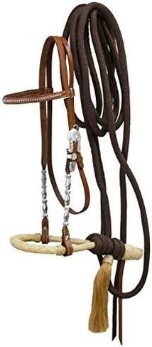 Showman Show Bosal Headstall w/Brown Nylon Mecate Reins in Saudi Arabia