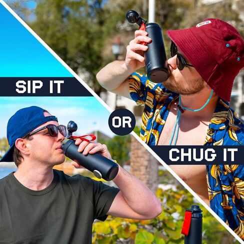 Wild Man Drinking Company RIPTIDE™ The Shotgun Bottle™ – First Ever Stainless Steel Water Bottle with Integrated Shotgun Hole, 24oz Leak Proof, Chug Cap for Gym, Sports, Tailgates, Golfing, Parties in Saudi Arabia