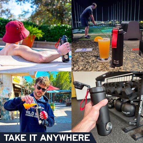 Wild Man Drinking Company RIPTIDE™ The Shotgun Bottle™ – First Ever Stainless Steel Water Bottle with Integrated Shotgun Hole, 24oz Leak Proof, Chug Cap for Gym, Sports, Tailgates, Golfing, Parties in Saudi Arabia