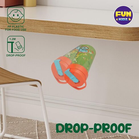17oz Dinosaur Kids Water Bottle, Toddler Spout Cover and Carry Handle Lid Leak Proof BPA free Cup for Boys Ages 3+ Dishwasher Safe for Sports School Travel Plastic with Silicon Straw in Saudi Arabia