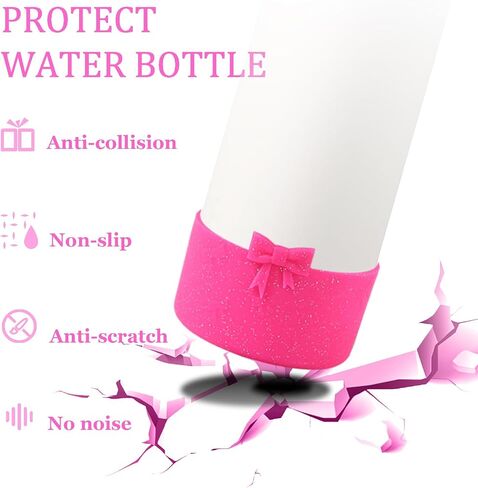 حذاء واقي من السيليكون متوافق مع Owala 32oz، واقي ممتص للصدمات سفلي من أجل FreeSip، Twist، and Flip زجاجات مياه من الفولاذ المقاوم للصدأ (وردي) in Kuwait