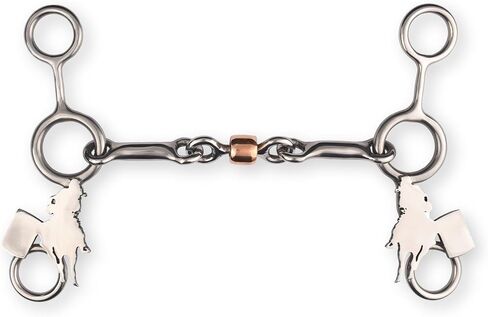 EquineMates Junior Cow Horse Bit w/CNC Monogram Triple Joint Dogbone Copper Roller Stainless Steel Bit in Saudi Arabia
