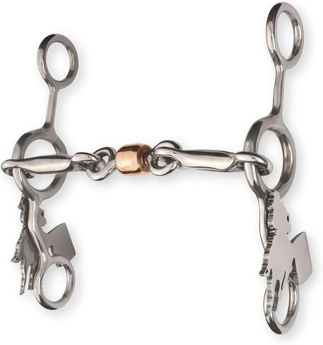 EquineMates Junior Cow Horse Bit w/CNC Monogram Triple Joint Dogbone Copper Roller Stainless Steel Bit in Saudi Arabia