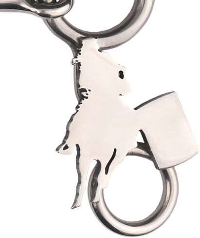 EquineMates Junior Cow Horse Bit w/CNC Monogram Triple Joint Dogbone Copper Roller Stainless Steel Bit in Saudi Arabia