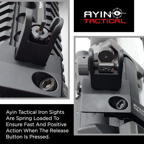 AYIN Tactical Flip Up Iron Sights for Rifle, Rapid Transition Backup Front and Rear Iron Sight, Picatinny Rail and Weaver Rail in Saudi Arabia