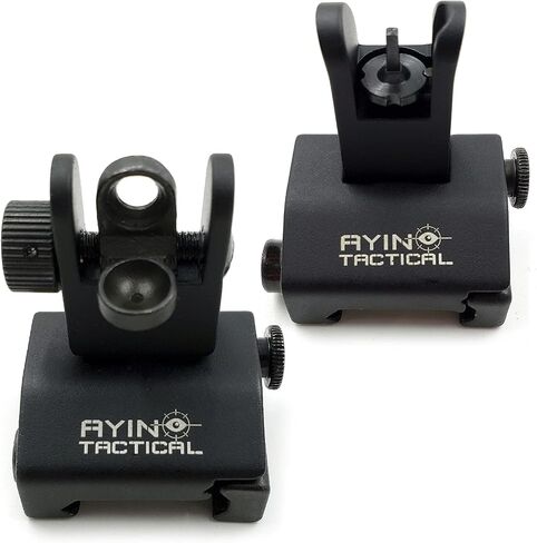 AYIN Tactical Flip Up Iron Sights for Rifle, Rapid Transition Backup Front and Rear Iron Sight, Picatinny Rail and Weaver Rail in Saudi Arabia