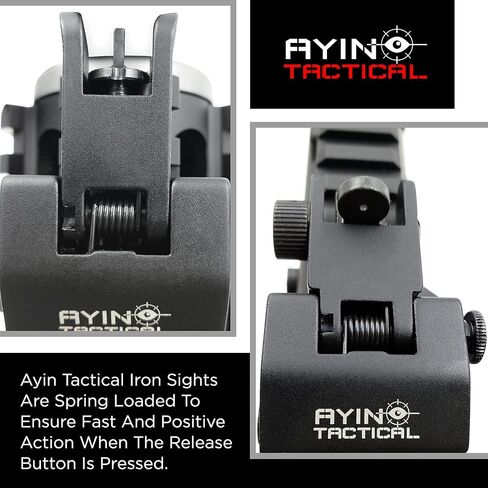 AYIN Tactical Flip Up Iron Sights for Rifle, Rapid Transition Backup Front and Rear Iron Sight, Picatinny Rail and Weaver Rail in Saudi Arabia