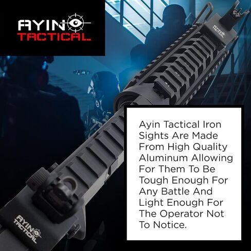 AYIN Tactical Flip Up Iron Sights for Rifle, Rapid Transition Backup Front and Rear Iron Sight, Picatinny Rail and Weaver Rail in Saudi Arabia