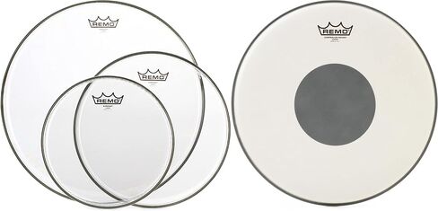 Remo Emperor Clear 3-piece Tom Pack - 10/12/16 inch + Remo Controlled Sound Coated Drumhead - 14 inch - with Black Dot V in Saudi Arabia