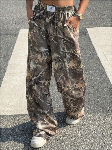 GORGLITTER المرأة السراويل المموهة Sweatpants الفضفاضة ركض التمويه واسعة الساق عرق السراويل ملابس الشارع in Saudi Arabia