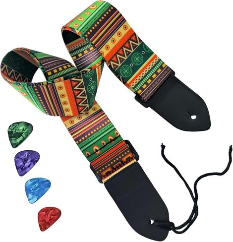 حزام الجيتار - حزام من قماش الجاكار قابل للتعديل للجيتار الكهربائي الصوتي والباس in Kuwait