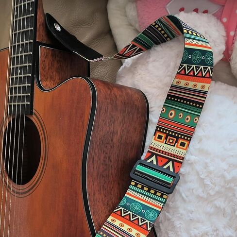 حزام الجيتار - حزام من قماش الجاكار قابل للتعديل للجيتار الكهربائي الصوتي والباس in Kuwait