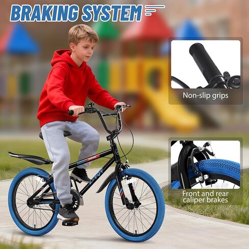 دراجة أطفال مقاس 20 بوصة طراز BMX، دراجات بناتي أولاد تتراوح أعمارهم بين 8 و12 عامًا، دراجة أطفال ذات سرعة واحدة للأولاد والبنات، دراجة أولاد خفيفة الوزن مع مقعد قابل للتعديل، ألوان متعددة in Kuwait