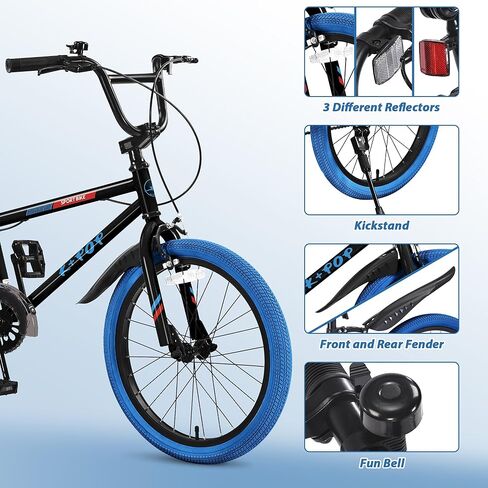 دراجة أطفال مقاس 20 بوصة طراز BMX، دراجات بناتي أولاد تتراوح أعمارهم بين 8 و12 عامًا، دراجة أطفال ذات سرعة واحدة للأولاد والبنات، دراجة أولاد خفيفة الوزن مع مقعد قابل للتعديل، ألوان متعددة in Kuwait