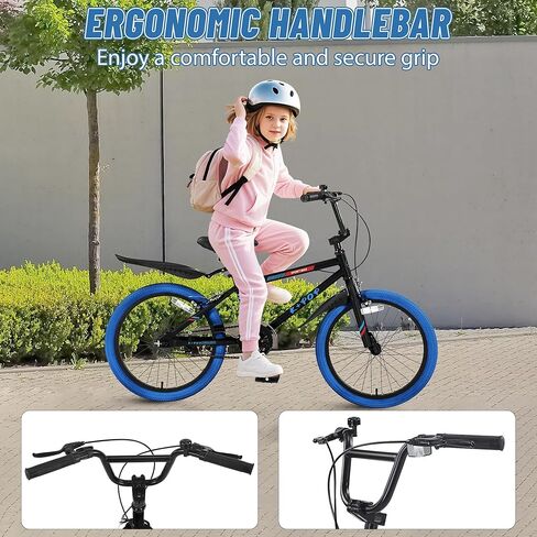 دراجة أطفال مقاس 20 بوصة طراز BMX، دراجات بناتي أولاد تتراوح أعمارهم بين 8 و12 عامًا، دراجة أطفال ذات سرعة واحدة للأولاد والبنات، دراجة أولاد خفيفة الوزن مع مقعد قابل للتعديل، ألوان متعددة in Kuwait