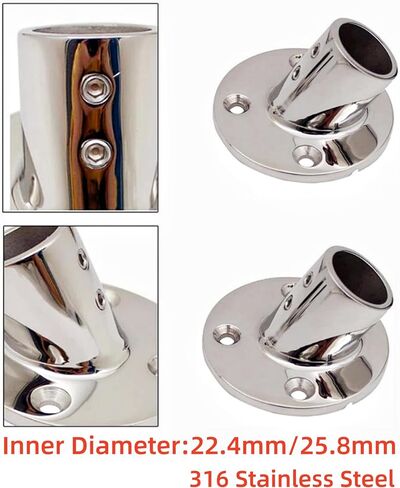 Heavy Dudy 316 Stainless Steel Boat Round Base,30°/45°/60°/90° Marine Yacht Hand Rail Fitting Rail Tube Stanchion Base Column Accessories -1Pack in Saudi Arabia