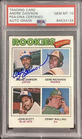 Andre Dawson Signed 1977 Topps #473 Rookie Card Expos PSA/DNA Auto GEM MT 10 - Baseball Slabbed Autographed Cards in Saudi Arabia