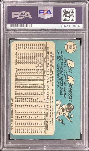 Bill Mazeroski Signed 1965 Topps #95 Card Pirates HOF PSA/DNA Autograph Gem 10 - Baseball Slabbed Autographed Cards in Saudi Arabia