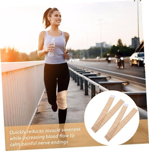 2 Rolls Elastic Knee Compression Straps for Fitness Breathable Support for Running Basketball and Sports Injury and Reduces Strain Skin Tone in Saudi Arabia