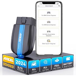 ANCEL BD300 OBD2 Scanner Bluetooth Fits for BMW Full System Code Reader Fits for BMW Diagnostic Tool with Battery Registration Tool Service EPB CBS ETC ABS Airbag & Powerful OBD2 Scanner for All Cars