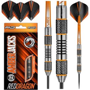 RED DRAGON Amberjack Series Darts Set with Flights and Shafts (Stems)