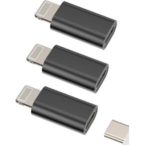 USB C Female to Lightning Male Charge Adapter (3 Pack)Type C Charger Cable Converter for Apple iPhone 14 13 12 11 Pro Max Mini X Xr Xs SE 6 7 8 Plus Ipad Air Thunderbolt 4 Port Charging Cord Connector