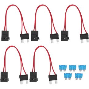 5Pcs Car Holder Connector PC Heavy Duty Wire Extension Mini Mini Holder Connector for Vehicle 20A 16AWG with 5 Line Length 230mm (ACK S 10.9mm)