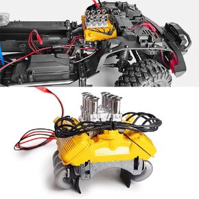 RC-Hub Simulate FST V8 Engine Fans Radiator Kit Motor Cooling with Heatsink Cover for 1/10 TRX TRX4 RC Crawler Car(Yellow)