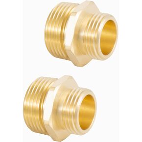 Windblowgrass Hex Nipple Reducer, 3/4" GHT Male x 1" NPT Male Connector Brass Pipe Hex Nipple Adapter (2Packs)