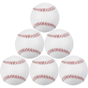 PATIKIL 9 Inch Baseball 6 Pack Hard Baseballs Bulk Standard Size Adult Leather Practice Training Baseball Unmarked Baseballs for Pitching