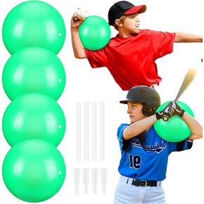 RoundFunny 4 Sets Connection Ball for Baseball 9.8 Inches Soft Baseball Hitting Trainer, Improve Arm Action and Hitting Pitching Training Efficiency