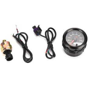 Oil Pressure Gauge, 2inch 52mm 0-100PSI Car Oil Pressure Gauge Pointer 7-Colors Digital LED Meter with Sensor