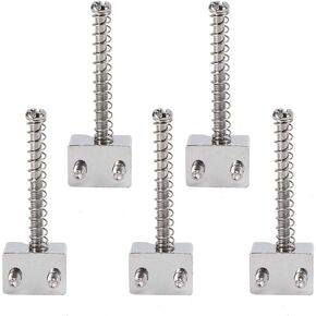 5 Pcs Bass Bridge String Saddles, Electric Bass Compensated Saddles Set Bass Bridge Saddles for Bass Electric Guitar Replacement Part Spring Screws(Silver)