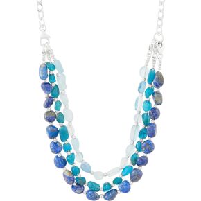 Silpada 'Ocean Waves' Sterling Silver Aquamarine, Apatite and Lapis Convertible Necklace, 18" + 2"